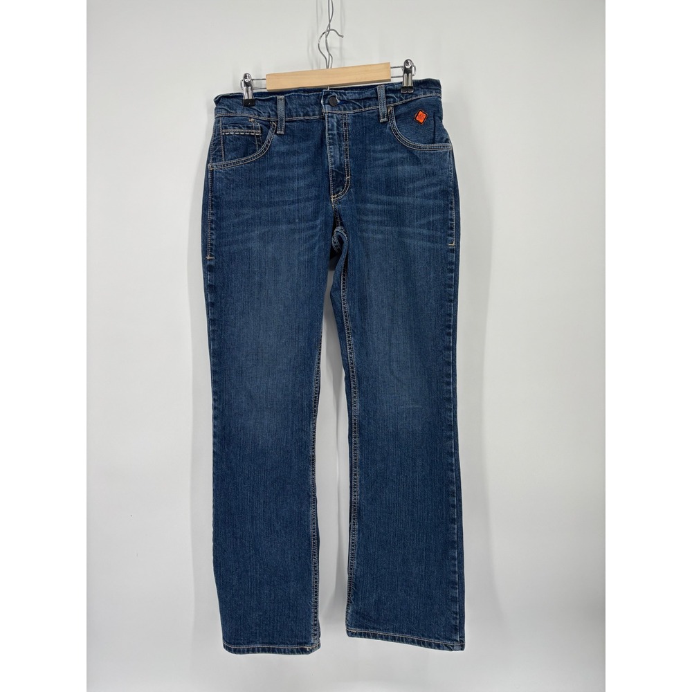 Wrangler FR Flame Resistant Mens Jeans Dark Wash Straight Leg Denim 34x32